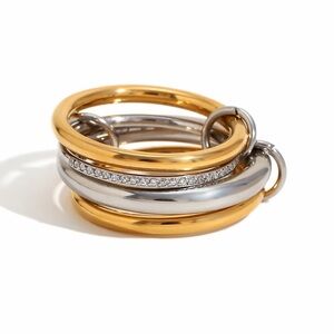 Elegant 18k yellow Gold and Silver Ring